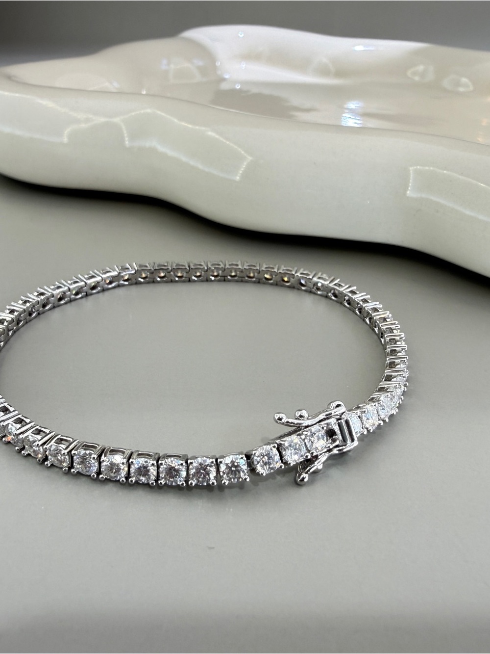 Tennis Bracelet with 4mm Moissanite Stones 7” Long